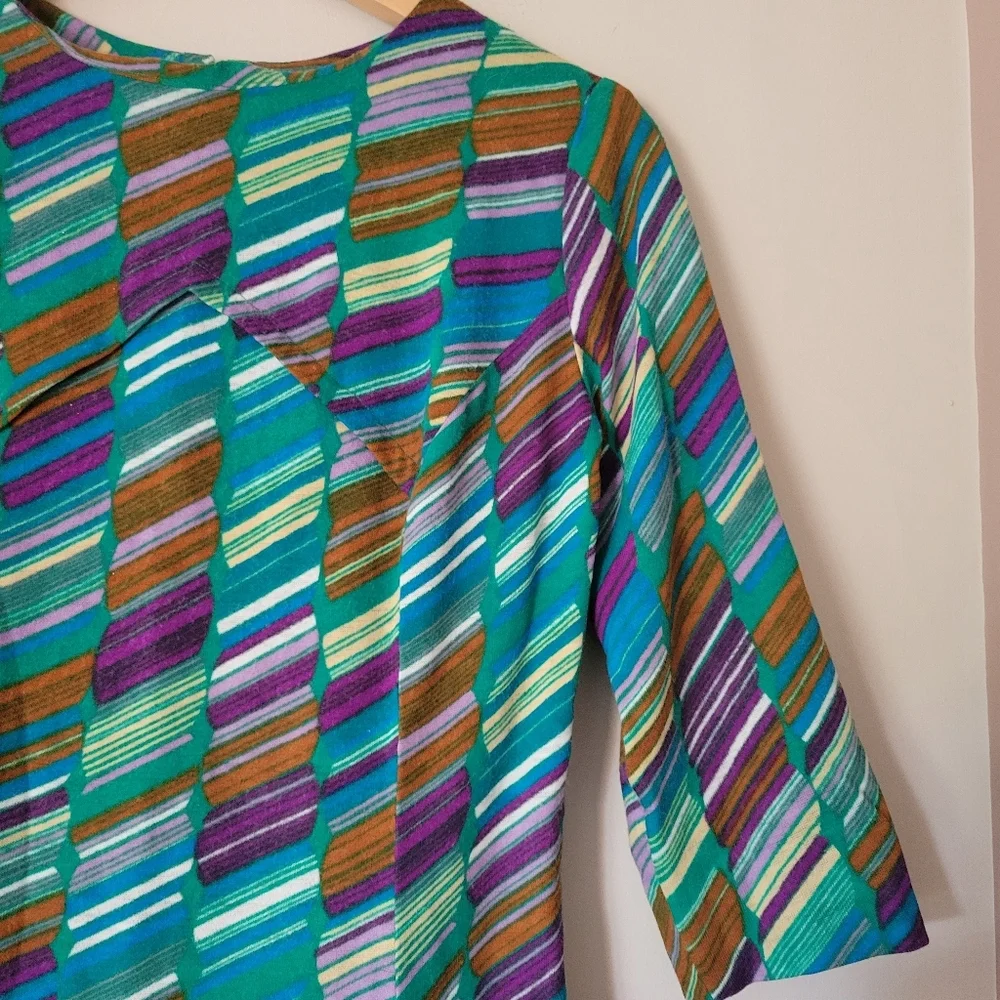 Vintage Teal and Purple Chevron Mini Dress - Picture 5 of 9